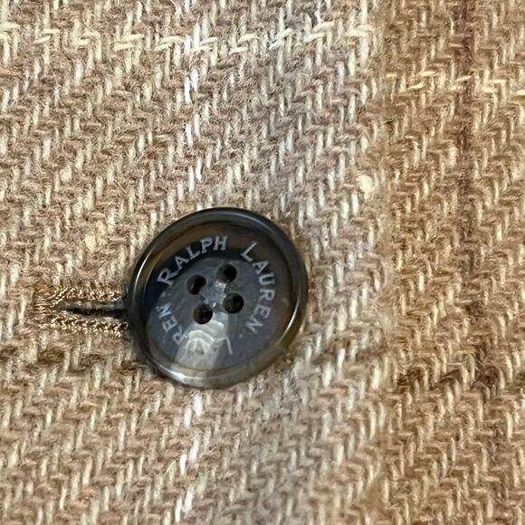 Lauren Ralph Lauren Women's Tan Wool Windowpane Check Blazer Size 12 Made in USA - Picture 7 of 10